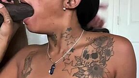 sexy chick's interview turns into deep throating big black cock