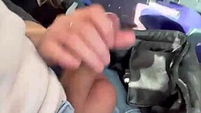 Hey, can you believe this risky blowjob on a crowded train with passengers?