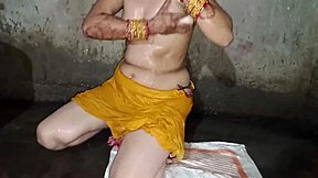 Beautiful Bhabhi in hot bathroom scene with friend