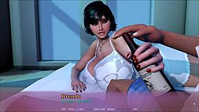 Step Mom Teases in Bedroom, Jerking Bottle Like Cock in Hentai Game.