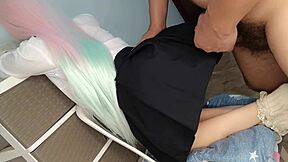 My Cosplayer Stepdaughter, Still a Virgin, Teases with Tight Pink Pussy in Costume.