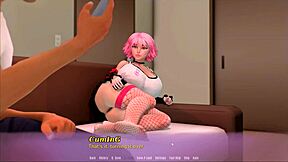 Step Mom Teases in Bedroom, Jerking Bottle Like Cock in Hentai Game.