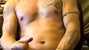 Look at this sexy southern man with tattoos, he's got a monster cock ready for blowjob