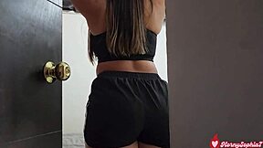 Roommate forces rough sex in dorm after spying on my stretching latina pussy riding