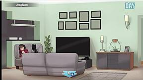 Cartoon maid provides sex services while doing chores