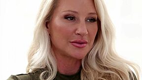 Gorgeous busty blonde masseuse drips nuru gel on big boobs to lure client - Alexis Malone, Victor Ray.