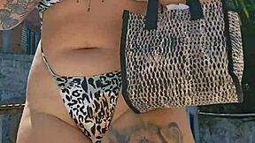 wife wears tight body flashing big ass at pool while husband watches silently