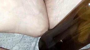 pregnant gretala rubs bottle on juicy pussy lips