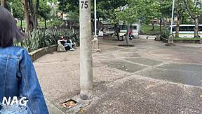 jade mercury interviews a random guy near the subway, teases him for a sensual video chat