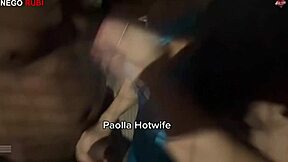 Paolla, naughty hotwife, humiliates cuckold by flashing and taking big black cock in public outdoor humiliation