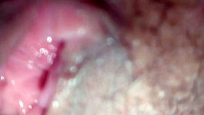 Detailed fucking of the pretty shaved tight pussy of the fair-skinned girl, leading to orgasm and creampie