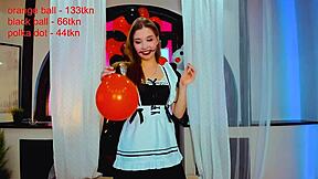 Beautiful little 18+ maid slut cums hard on webcam