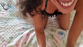 Spying neighbor on balcony joins hot brunette for wild menage