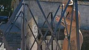 wife wears tight body flashing big ass at pool while husband watches silently