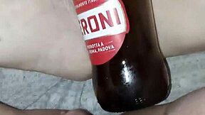 pregnant gretala rubs bottle on juicy pussy lips