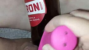 pregnant gretala rubs bottle on juicy pussy lips