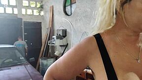 Virgin boy’s grandma nails Tiffany Montavani on car hood since the horny chick couldn’t pay cash.