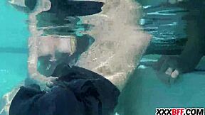 Best friends having a pool party with group amateurs