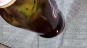 pregnant gretala rubs bottle on juicy pussy lips