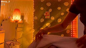 private asian massage in pov, teasing with ripped clothes for a big cock handjob