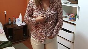 58-Year-Old Mature Beauty Boldly Flashes Tits Before Intense Fucking