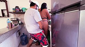 Sexy Mexican amateur gets ass licked and fucked in kitchen thong