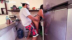 Sexy Mexican amateur gets ass licked and fucked in kitchen thong