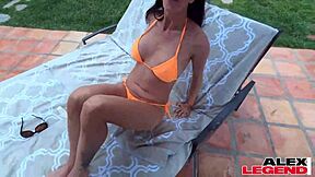 Beautiful brunette Shay has a hot and steamy scene which ends with a facial