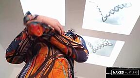 Pretty bbw girl with long hair twerking and deepthroating