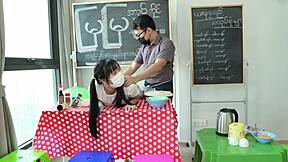 Asian Girl Gets Hardcore Doggystyle Fuck in Her Shop