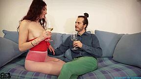 Zero attention from boyfriend calling lover for fuck on couch with choking!