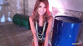 Look, skinny Japanese teen Mikuni Maisaki sucks and swallows in uncensored JAV