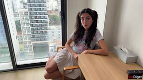 Step sister gets fucked hard doggystyle and cum covered on face