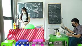 Asian Girl Gets Hardcore Doggystyle Fuck in Her Shop