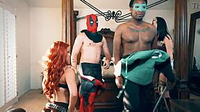 Foursome Cosplay With Deadpool, Wonder Woman, Red Sonja, And Green Lantern Fucking