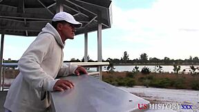 In Vietnam, war veterans share a forbidden wet encounter with intense licking.