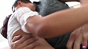 Beautiful Veronique Vega contrasts her angelic looks with naughty banging of monster cock