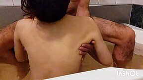 Fifty-Year-Old Asian Milf Finishes with Mouth Shot in Bathroom