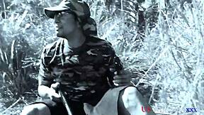 In Vietnam, war veterans share a forbidden wet encounter with intense licking.