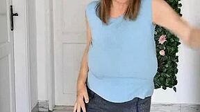 Busty Braless Gilf Mariaolds' Sporty Strip Dancing