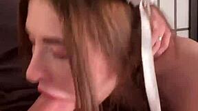 Gerageyn's sloppy blowjob contrasts with her pretty face taking big dick deep.