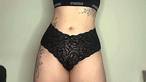 Amateur with a big pussy showing off her cameltoe fetish