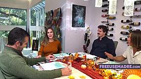 A family is wholesome when they celebrate thanksgiving with a freeuse foursome