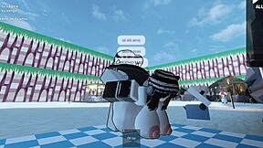 liz in doggystyle on nudist beach.