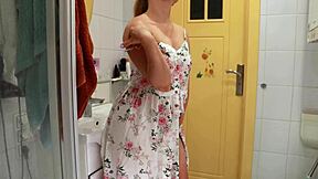 Hot Mommy Sneaks Away to Ride Big Dildo in Toilet!