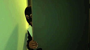 Latina busty brunette surprises burglar with hard fucking