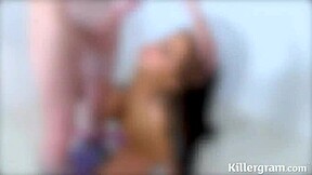 How does this nasty British teen handle a gangbang at the glory hole?