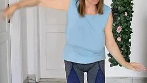 Busty Braless Gilf Mariaolds' Sporty Strip Dancing