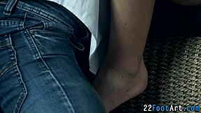 Horny babe enjoys fucking with feet and oral play