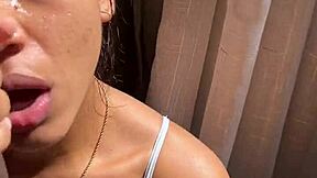 Big Booty Brunette Nysdel Sucks Stepbrother's Huge Cock in Homemade Clip